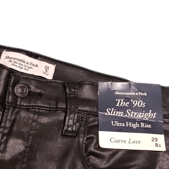 A&F 90s Slim Straight Curve Love Coated Pants - Picture 7 of 10